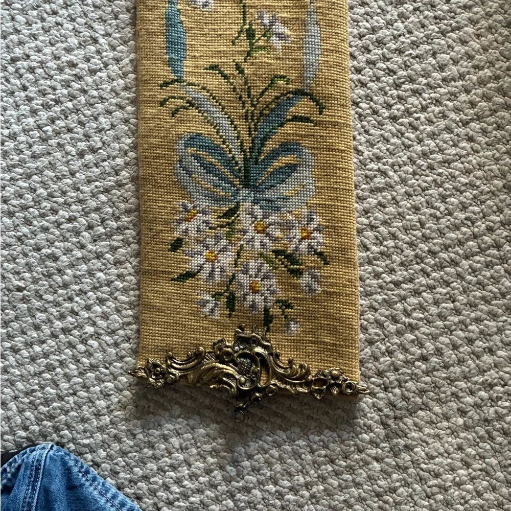 Gold Floral Embroidered Wall Runner
